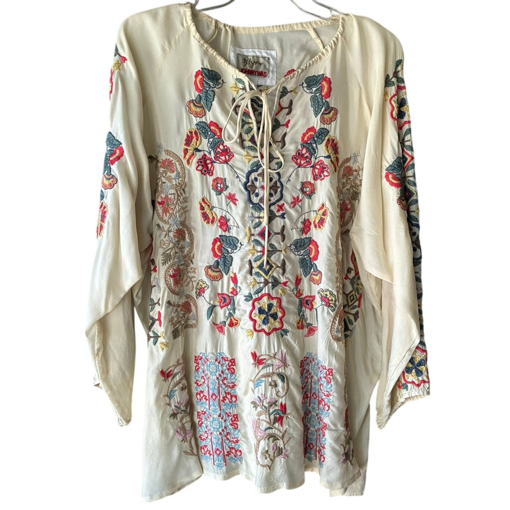 NWT ~ JOHNNY WAS Akira Embroidered Boho Biya Bohemian Blouse ~ Plus Size XXL