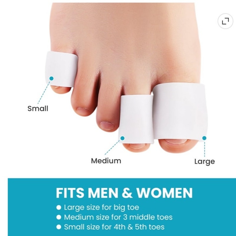 BRAND NEW ~ 12pack White Silicone Toe Sleeves Protectors Tube Pads ~ 3 Sizes