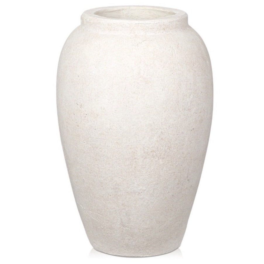BRAND NEW ~ 10" Handmade Matte White Terracotta Rustic Stoneware Ceramic Vase
