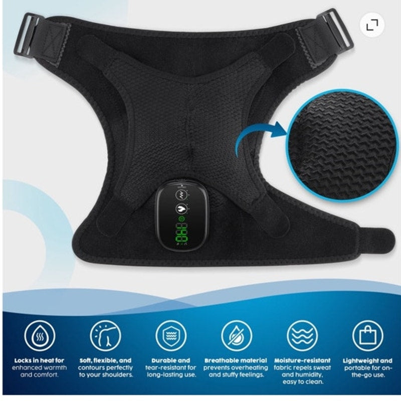 BRAND NEW ~ Heated Massager Shoulder Brace Wrap ~ 3 Heat & Vibration Settings