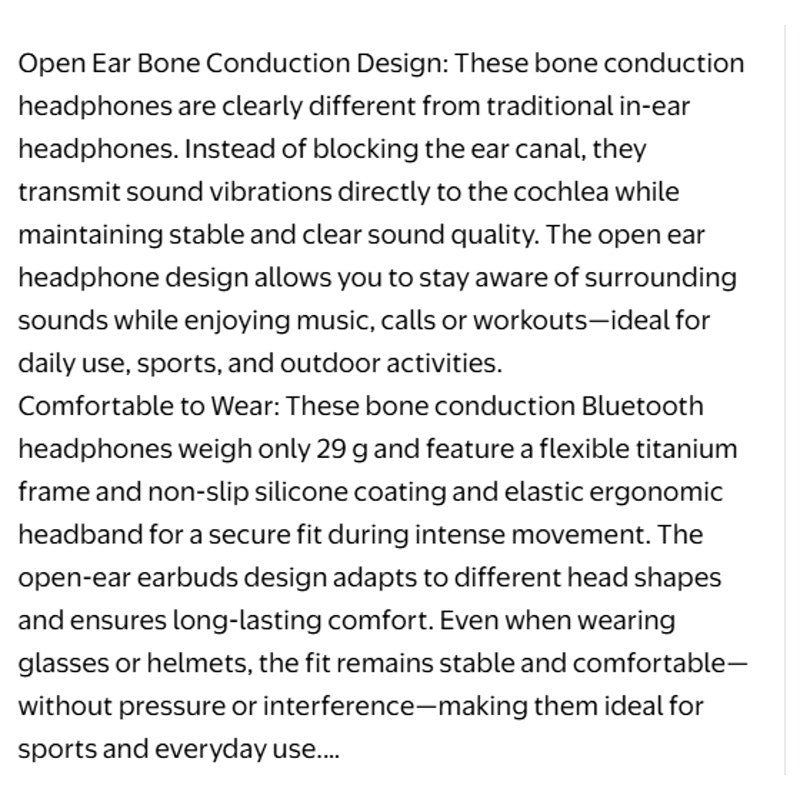 BRAND NEW Bone Conduction Bluetooth 6.0 Headphones Open Ear LED Display Earbuds