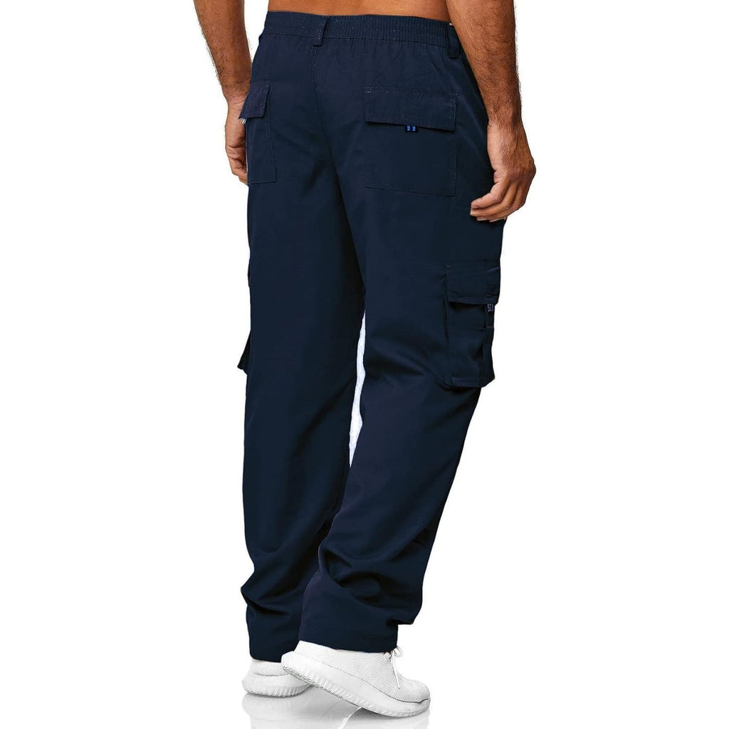 NWT ~ Men's Navy Blue Casual Cotton Relaxed Fit Cargo Pants ~ Size LARGE