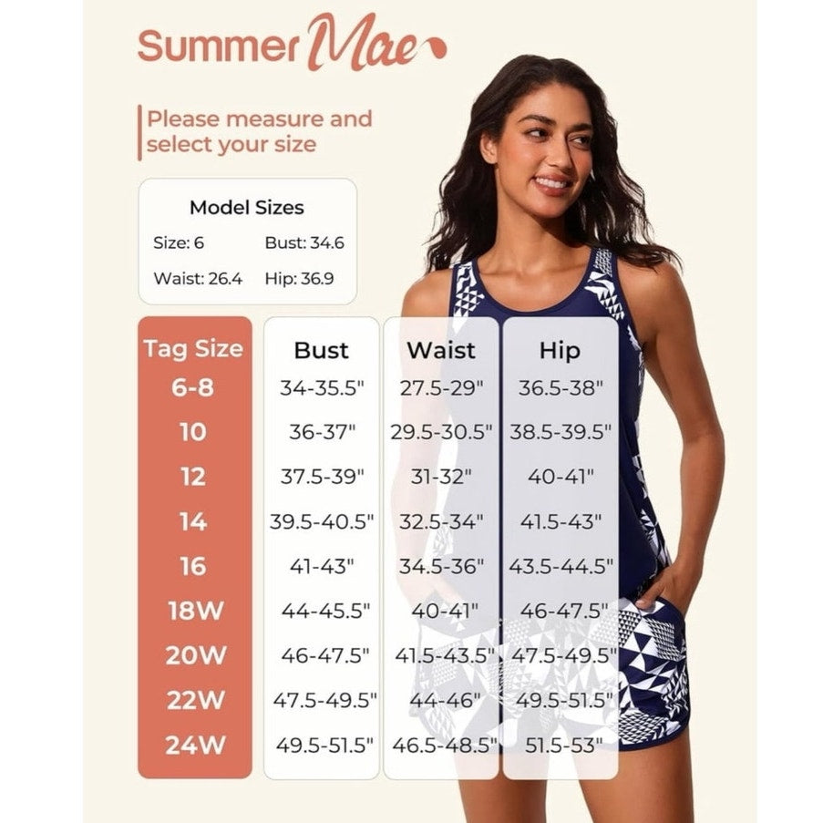 NWT ~ Aqua Tummy Control Tankini Two Piece Swimsuit & Pockets Swim Shorts ~ 12