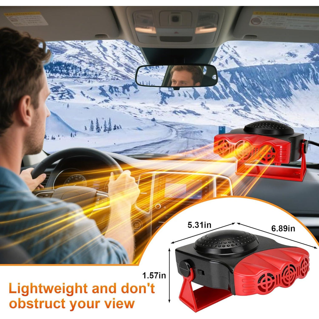 BRAND NEW ~ Red Portable Car Heater Vehicle Defroster 3 Outlets Swivel Bracket
