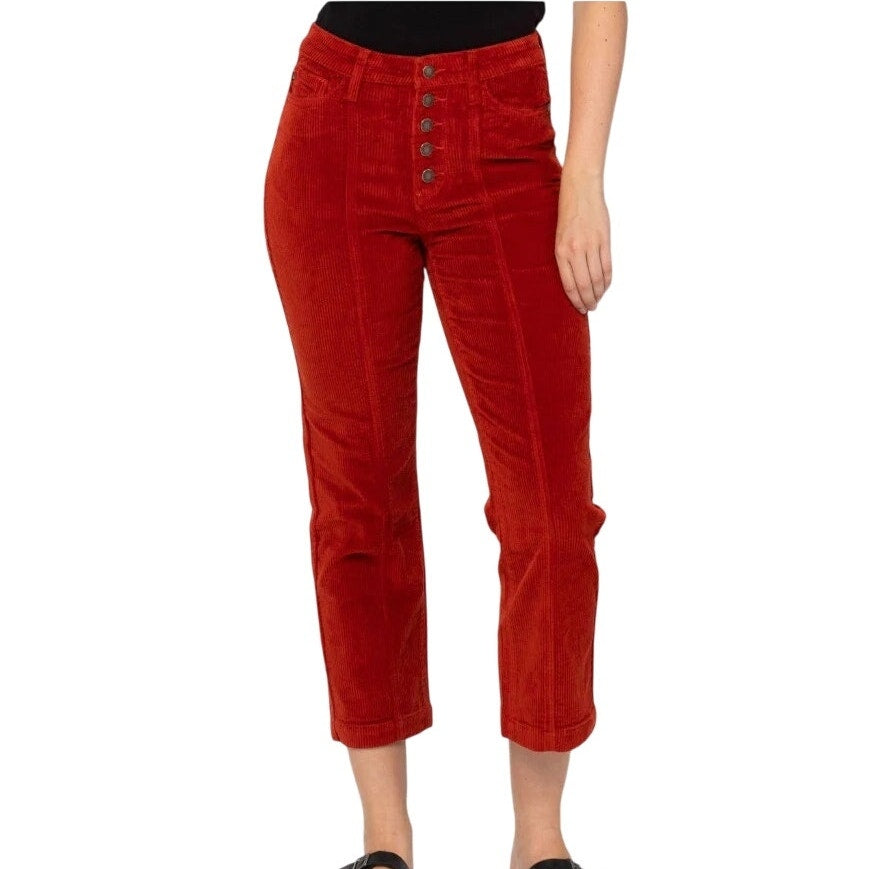 NWT ~ JUDY BLUE Mandy Cord Button Fly Ankle Straight Pants ~ Women's 3 / 26