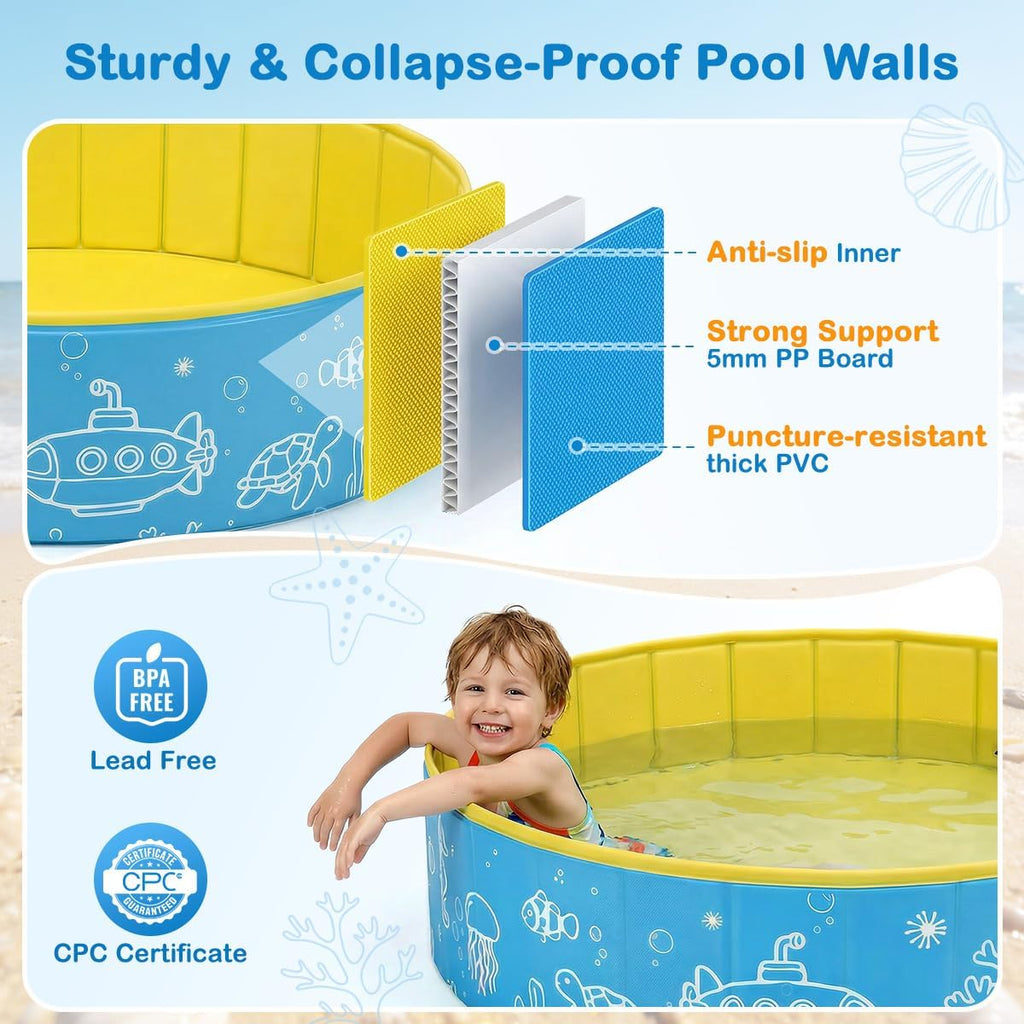 BRAND NEW ~ 47" Portable Foldable Kiddie Swimming Pool with Canopy Sunshade