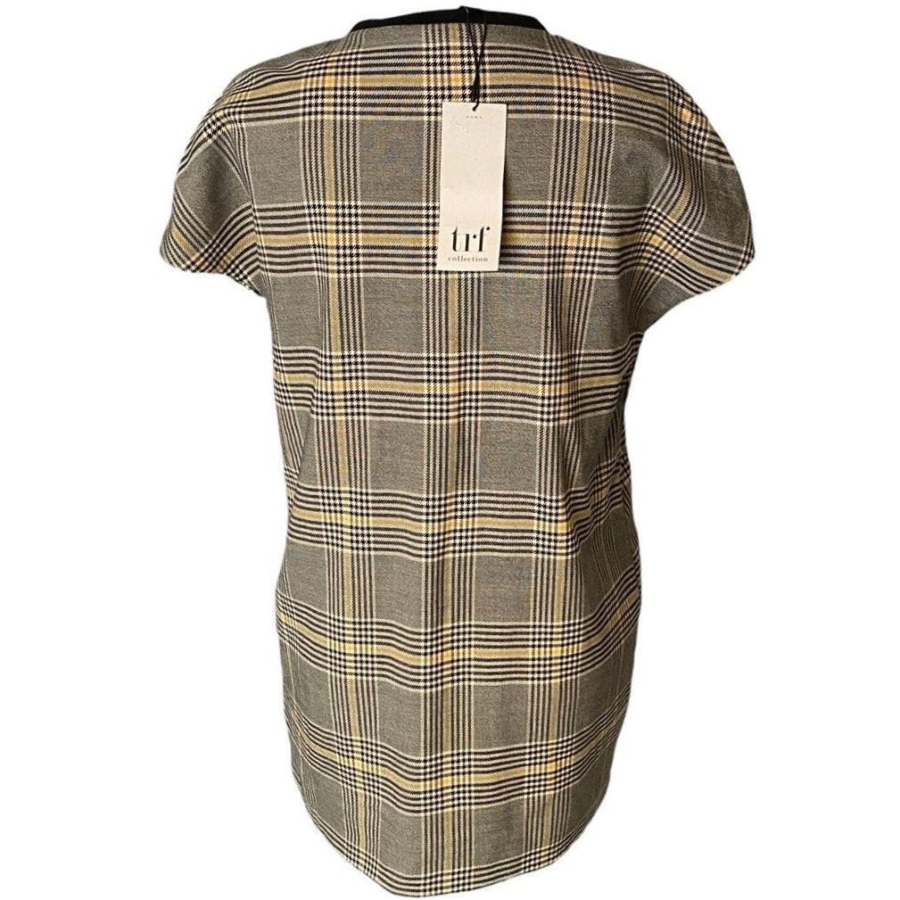 NWT ~ ZARA trf Collection Plaid Side Pockets Zip Front Mini Dress ~ Size MEDIUM