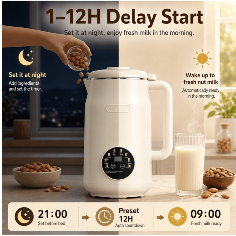 BRAND NEW ~ Beige 8-in-1 Automatic 40oz Self Cleaning Nut Milk Maker Machine