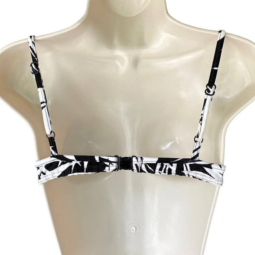NWT ~ BODY I.D. 5/6 Black & White Tropical Bikini Swimsuit Top ~ Womens Size 5/6