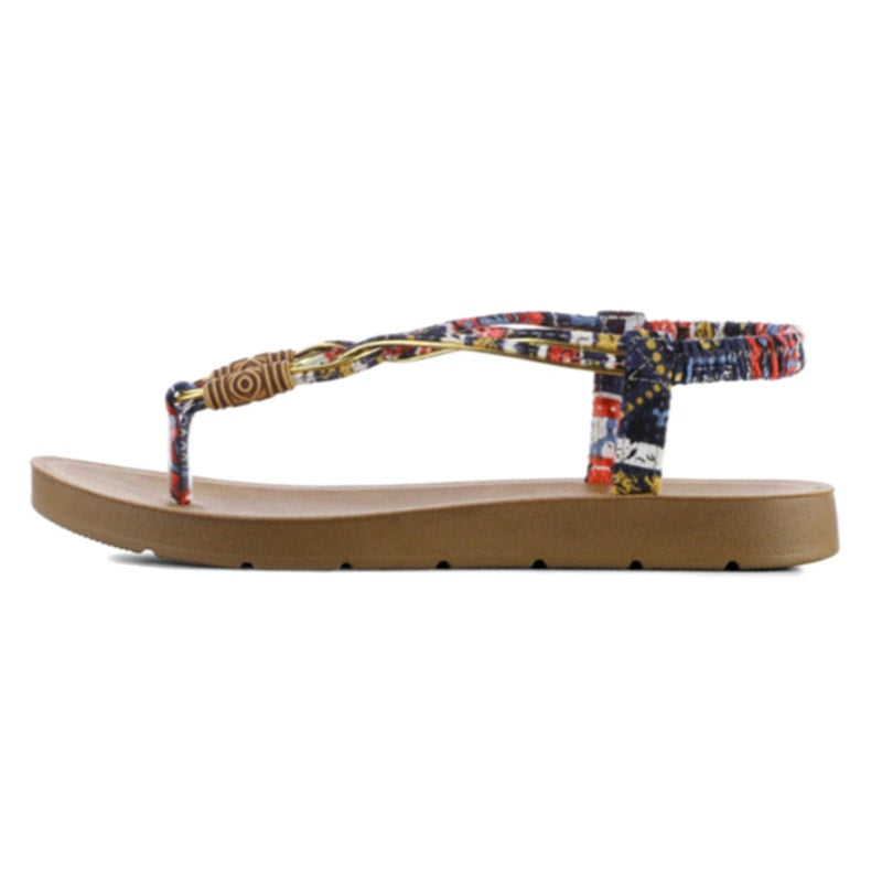 NWT ~ Bohemian Gold & Multicolor Flat Boho Strappy Sandals Shoes ~ Women's 11