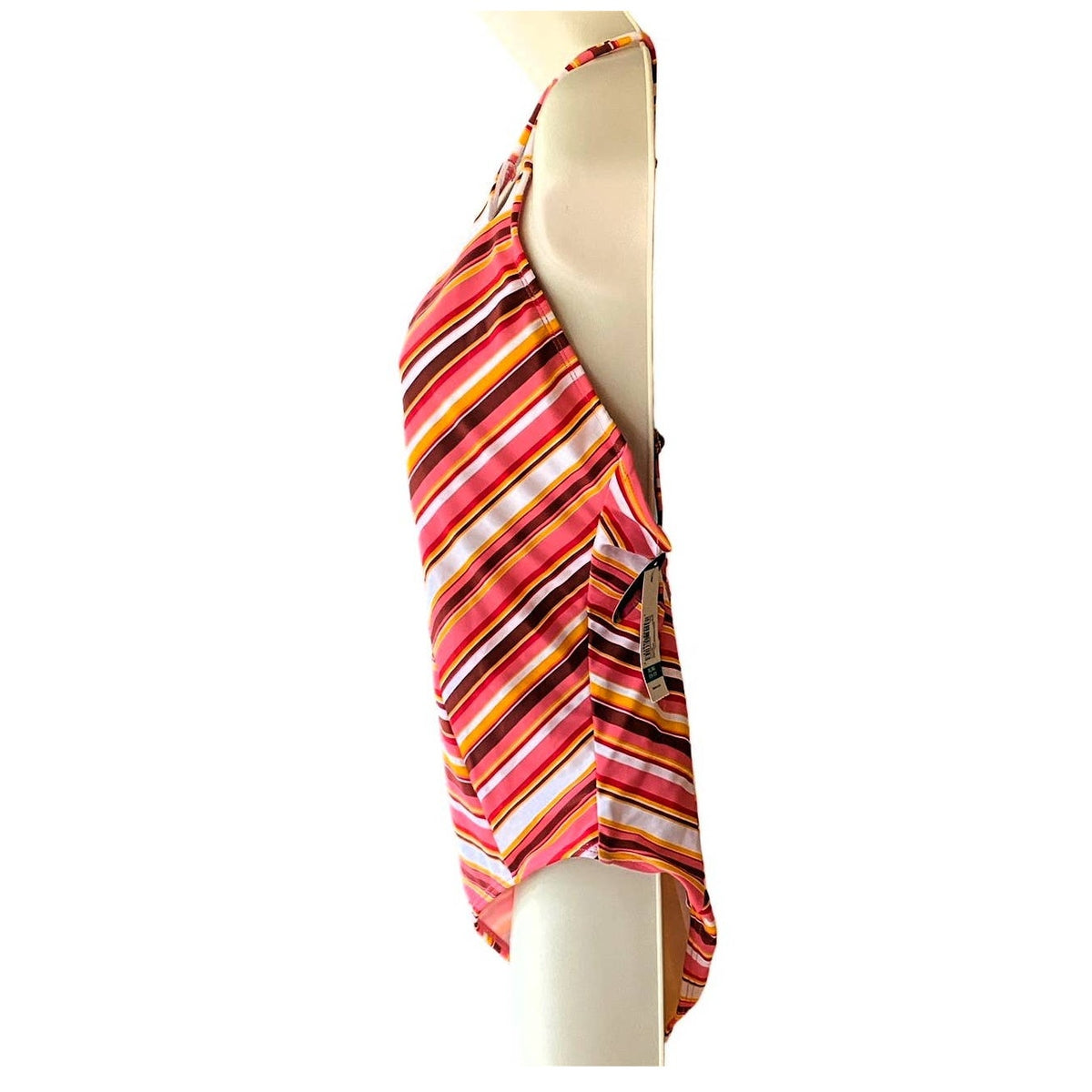 NWT ~ NOBO NO BOUNDARIES Coral Orange Striped Swimsuit ~ Women's Juniors 15 / 17