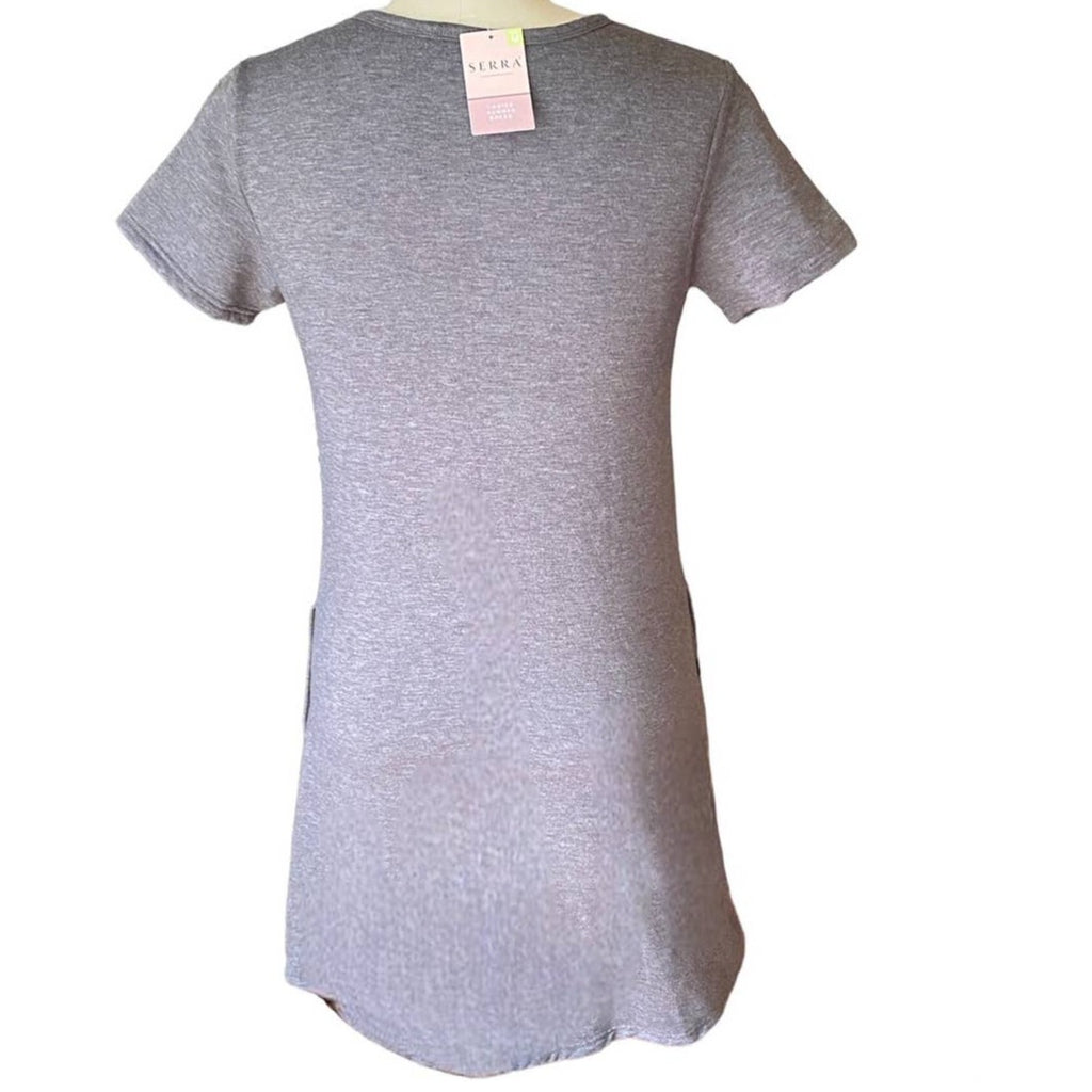 NWT ~ SERRA Gray Knit Short Sleeves Side Pockets Dress ~ Women's Size MEDIUM