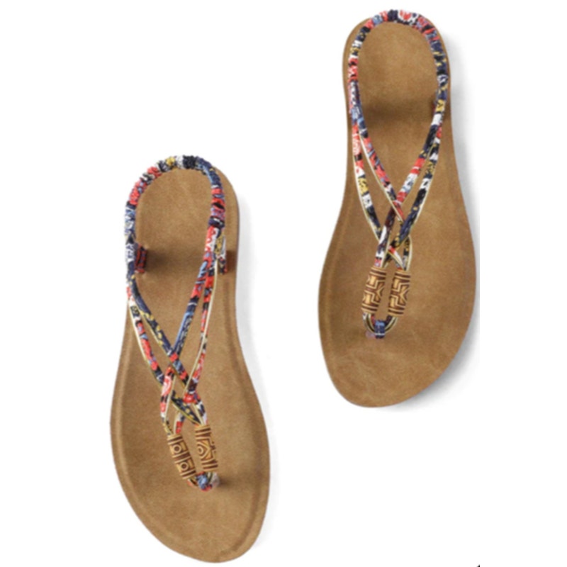 NWT ~ Bohemian Gold & Multicolor Flat Boho Strappy Sandals Shoes ~ Women's 11