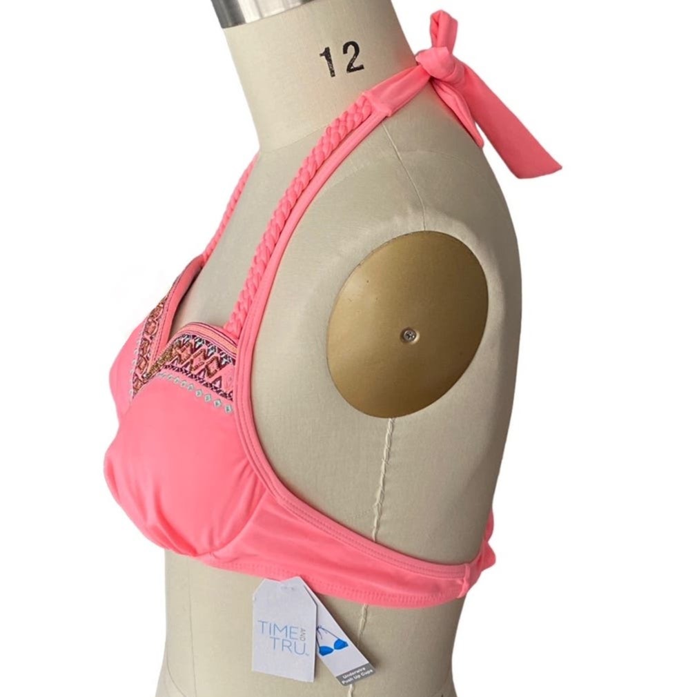 NWT ~ Mystic Coral Push Up Embroidered & Beaded Bikini Top Swimsuit ~ Size 8/10