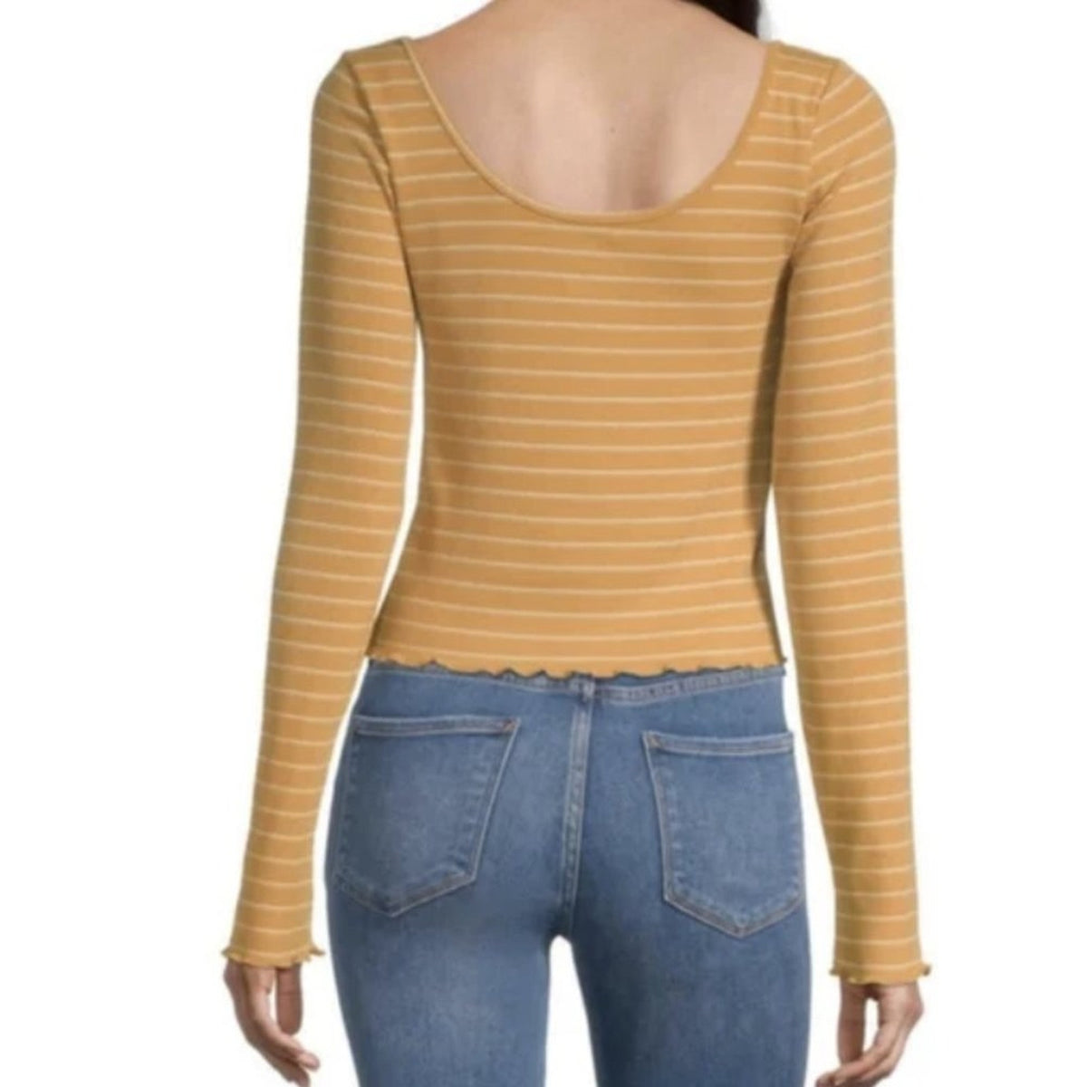 NWT ~ ARIZONA JEANS CO. Juniors Women's Scoop Neck Long Sleeve T-Shirt LARGE New