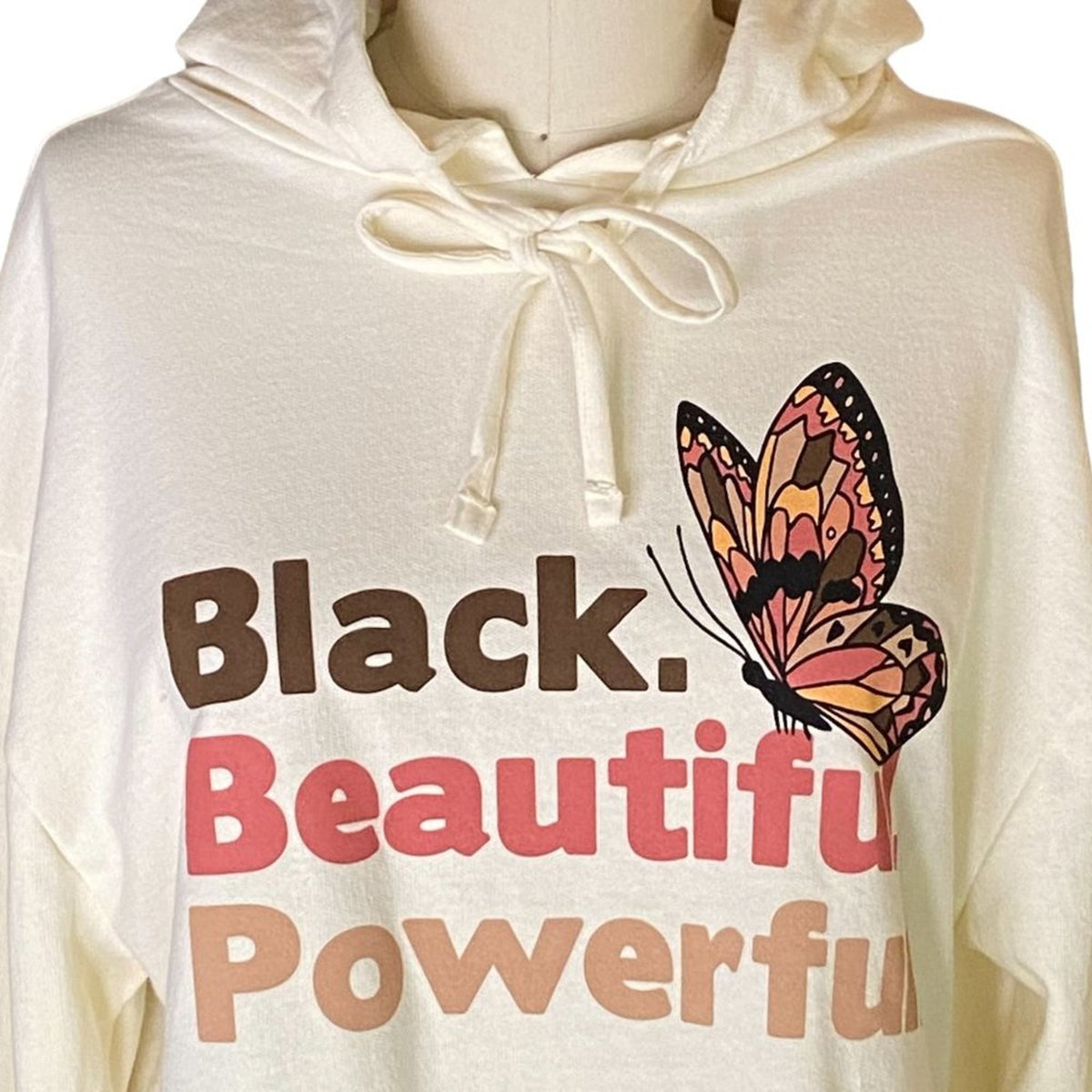 NWT Ladies "BLACK BEAUTIFUL POWERFUL" Butterfly Hoodie Sweatshirt ~ 2X