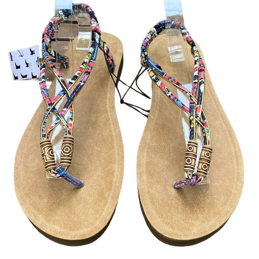 NWT ~ Bohemian Gold & Multicolor Flat Boho Strappy Sandals Shoes ~ Women's 11