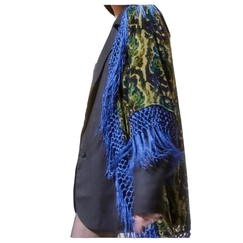 NWT ~ URBAN OUTFITTERS Bohemian Velvet Fringe Boho Poncho Open Sheer Kimono