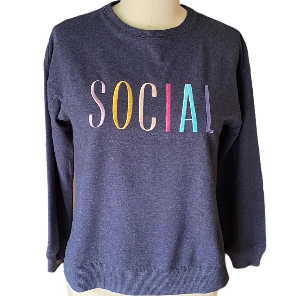 NWT ~ WILDFOX Ladies "SOCIAL" Sweatshirt ~ Navy Blue ~ Size XS ~ BRAND NEW!