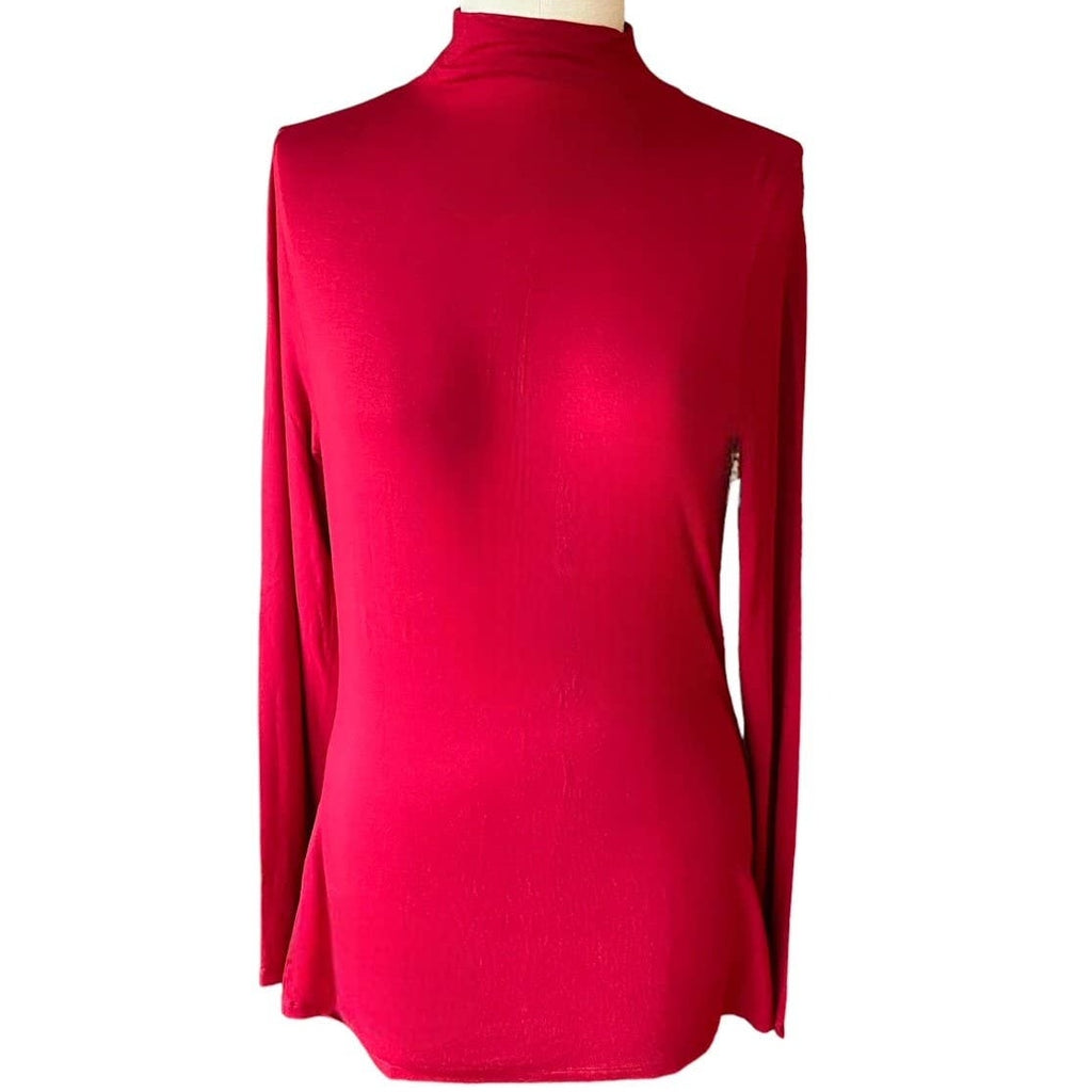 NWT ~ ANN TAYLOR Long Red Silky Mock Turtleneck Top ~ Women's Plus Size XXL
