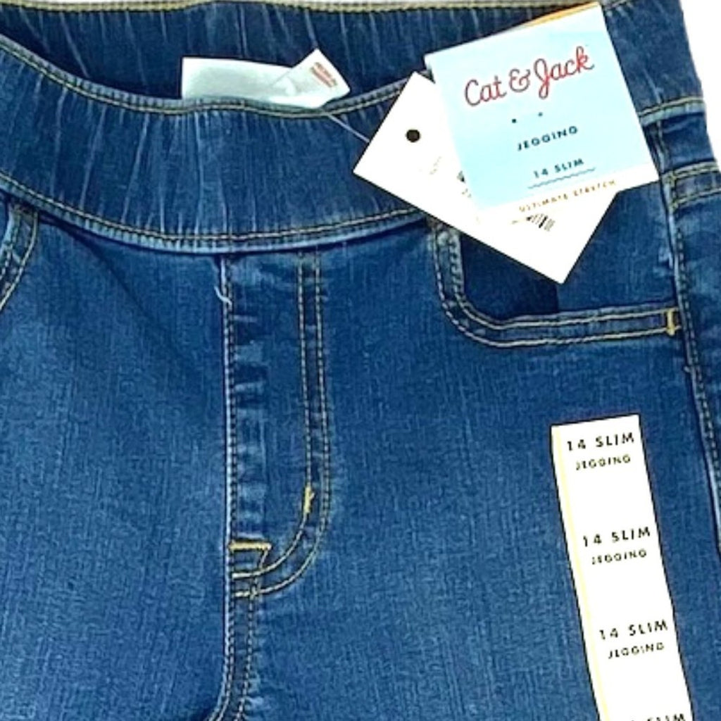 NWT ~ CAT & JACK Girls Denim Blue Jeans Jegging ~ 14 Slim Leggings ~ Stretchy