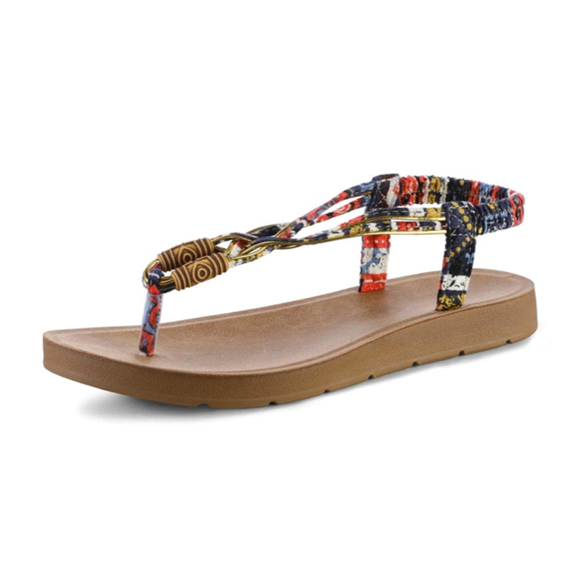 NWT ~ Bohemian Gold & Multicolor Flat Boho Strappy Sandals Shoes ~ Women's 11