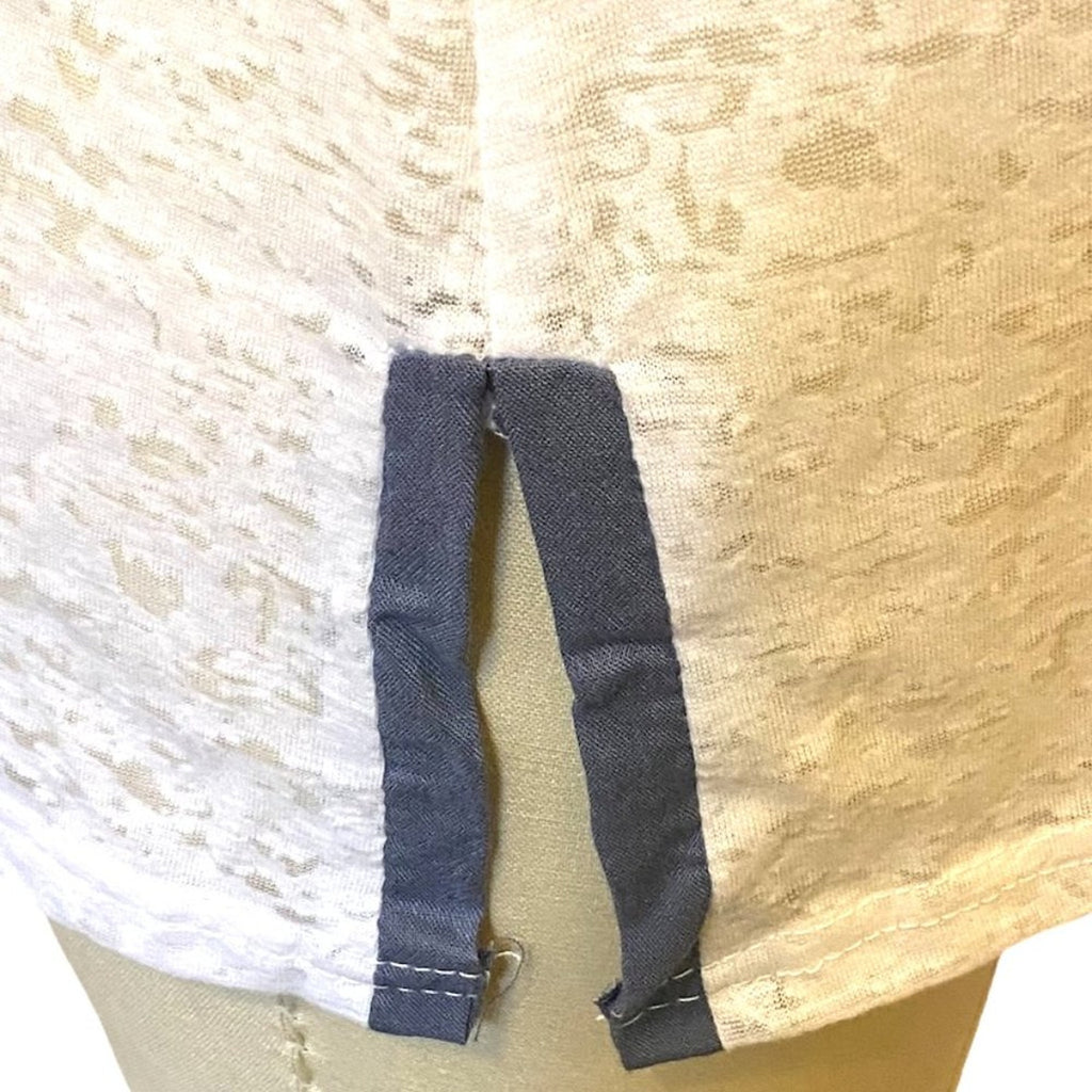 NWT -  Ladies White Burnout Summer Shirt Denim Blue Trim ~ NWOT ~ XL