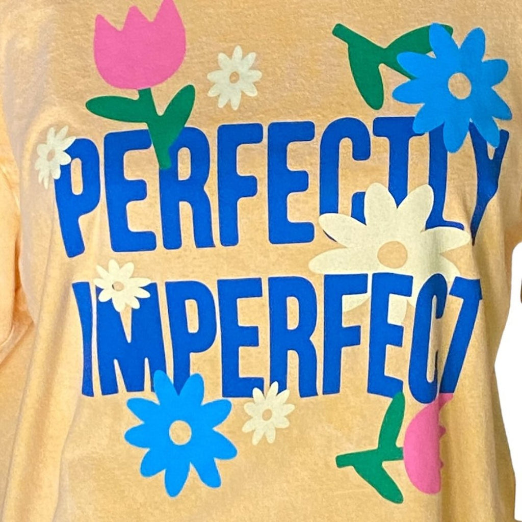 NWT ~ Yellow Cotton Floral "Perfectly Imperfect" Summer Flowers T-Shirt ~ SMALL