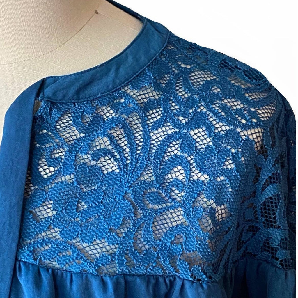 NWT ~ LANE BRYANT Green Lace Long Sleeve Blouse Pullover Top ~ Women's Size 12