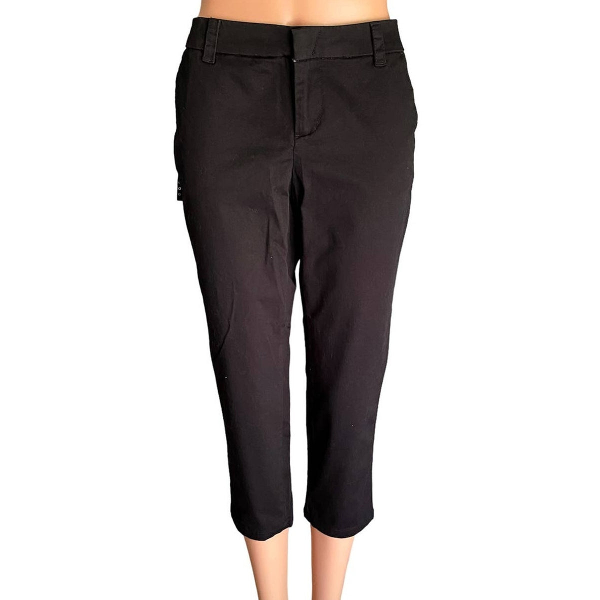 NWT ~ JC PENNEY JCP Black Cotton Capri Pants ~ Women's Size 8P
