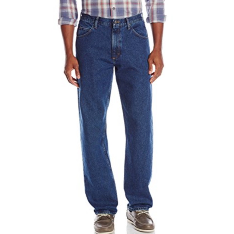 NWT ~ Men's WRANGLER Denim Dark Stonewash Straight Blue Jeans ~ 42 x 32