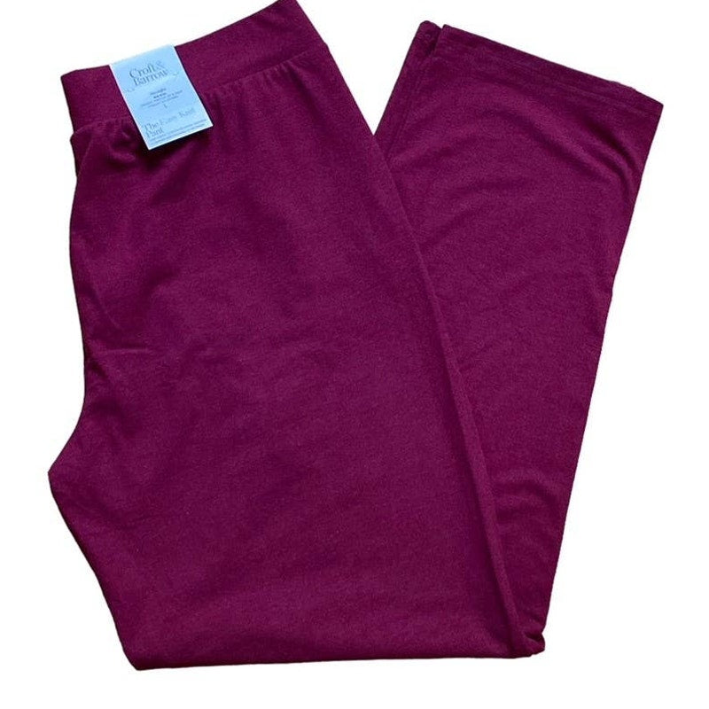 NWT ~ CROFT & BARROW Berry Straight Leg Mid Rise Easy Knit Pants ~ Women's LARGE
