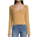 NWT ~ ARIZONA JEANS CO. Juniors Women's Scoop Neck Long Sleeve T-Shirt LARGE New