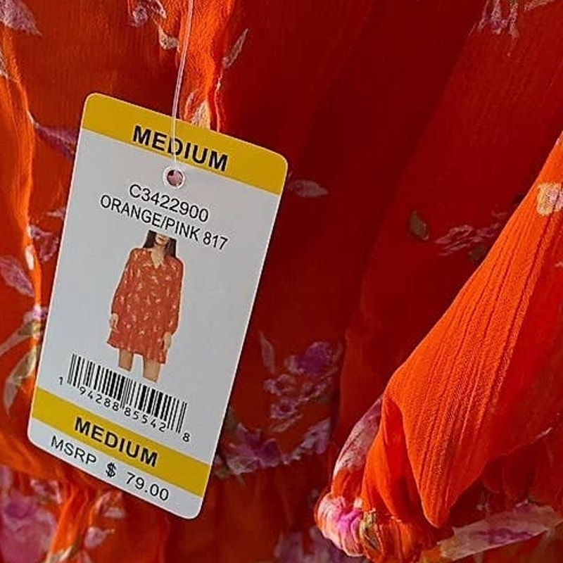 NWT VINCE CAMUTO Floral 3 Tier Lined Orange Pink Mini Dress ~ Womens Size MEDIUM