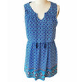 NWT ~ Bohemian Short Blue Boho Paisley Sleeveless Dress ~ Women's Size LARGE