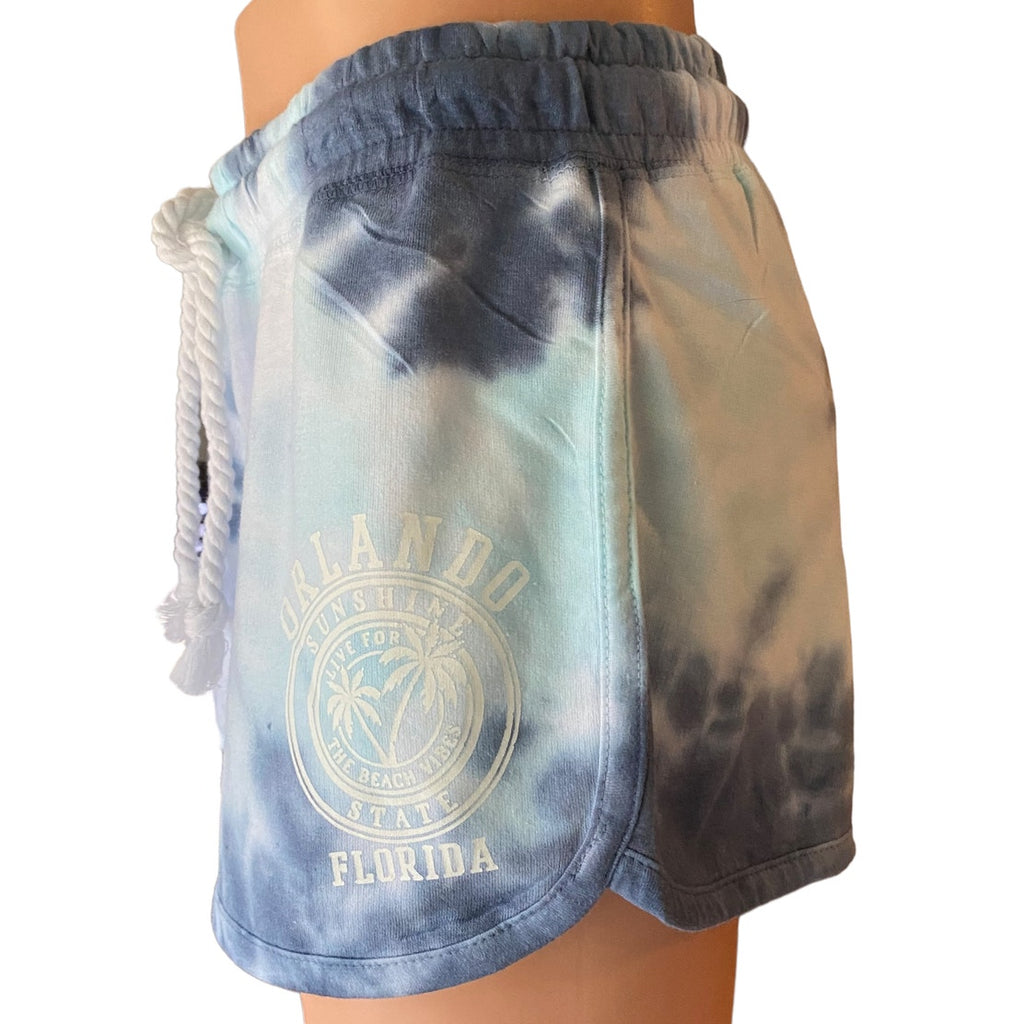 NWT DISNEY Gifts Orlando Florida Blue Tie Dye Shorts DREAMSICLE ~ LARGE