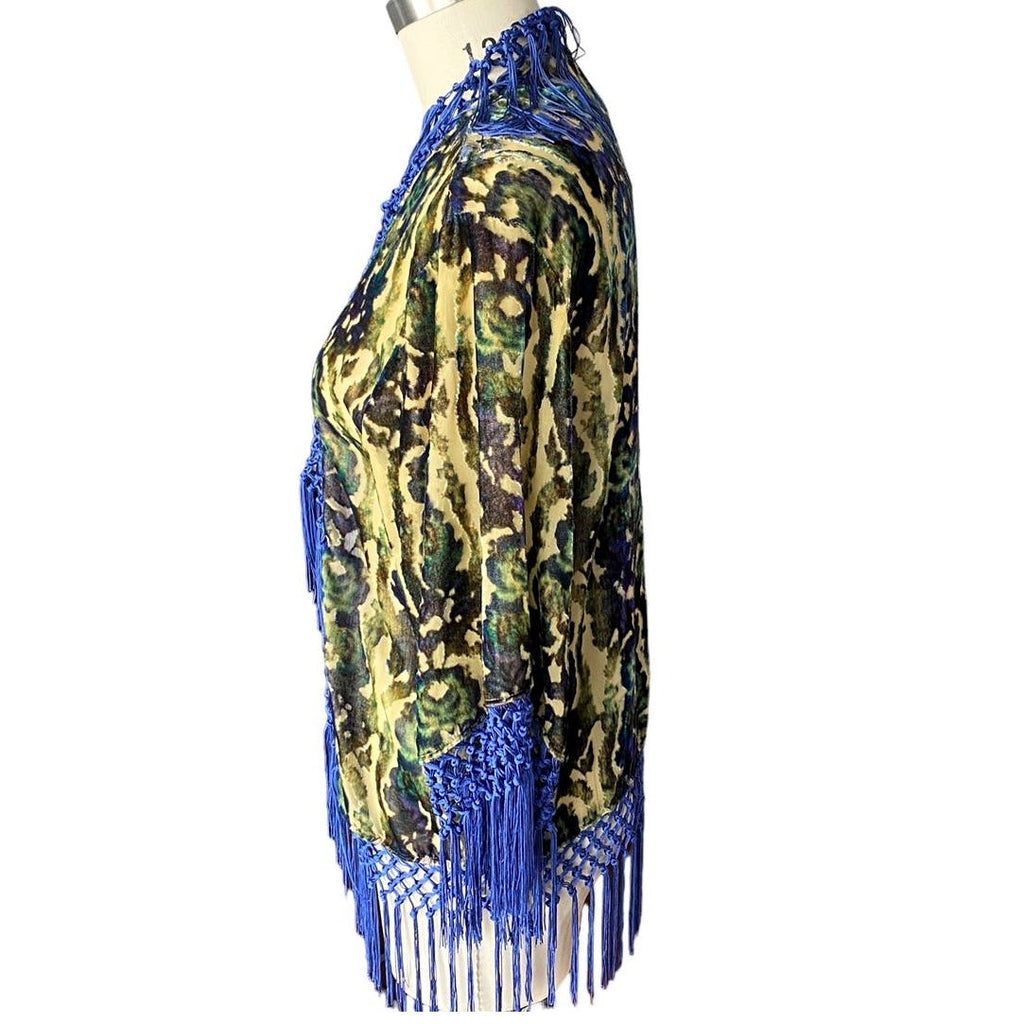 NWT ~ URBAN OUTFITTERS Bohemian Velvet Fringe Boho Poncho Open Sheer Kimono