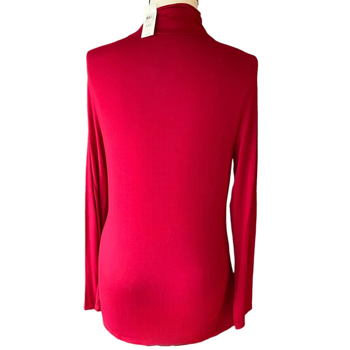 NWT ~ ANN TAYLOR Long Red Silky Mock Turtleneck Top ~ Women's Plus Size XXL