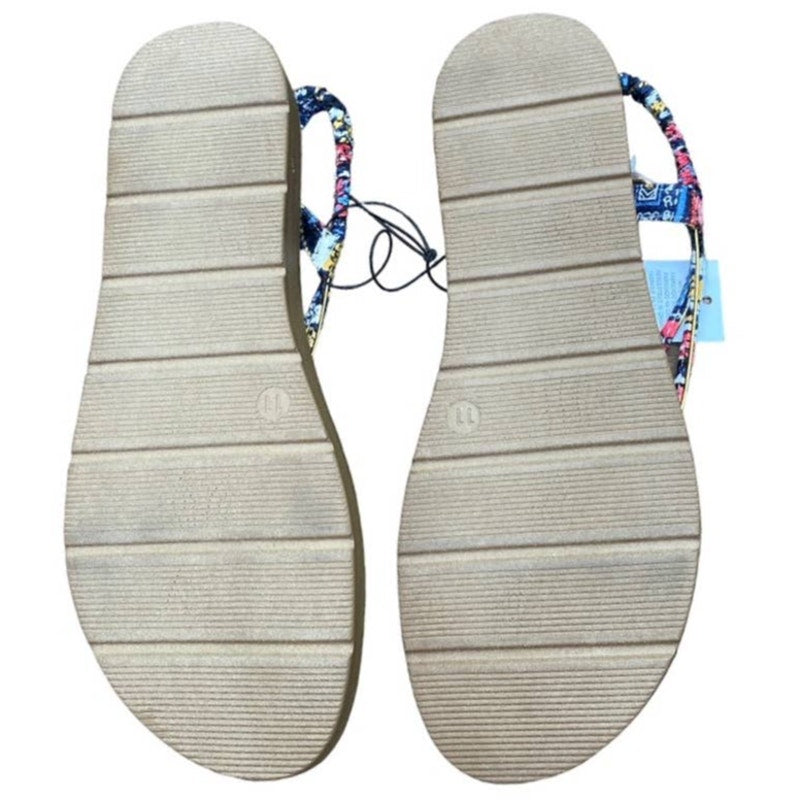 NWT ~ Bohemian Gold & Multicolor Flat Boho Strappy Sandals Shoes ~ Women's 11