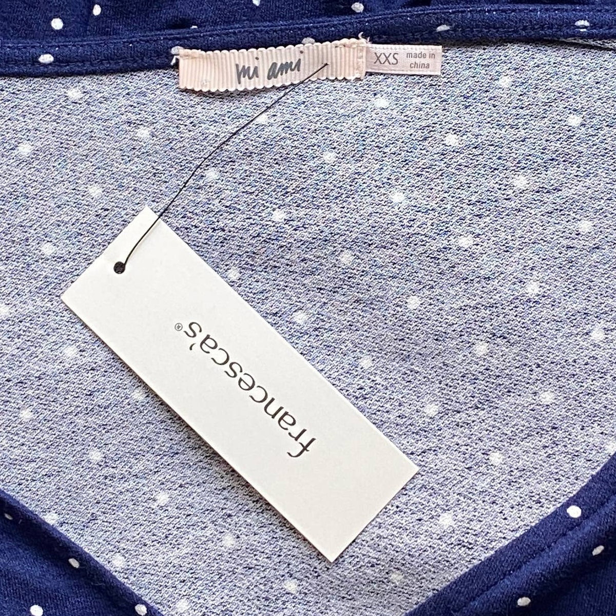 NWT~ FRANCESCA'S MI AMI Navy Blue & White Bell Sleeve Wrap Top ~ Women's XXS