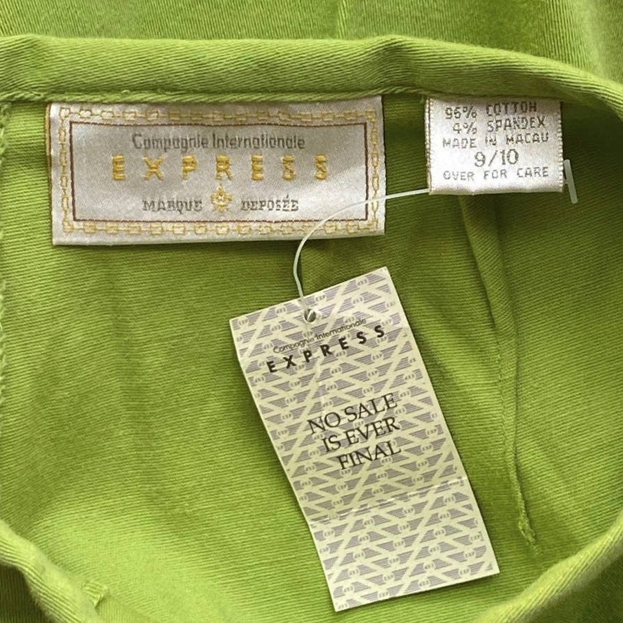 NWT ~ Lime Green Skinny Cotton Pants by Campagnie International Express~ 9 / 10