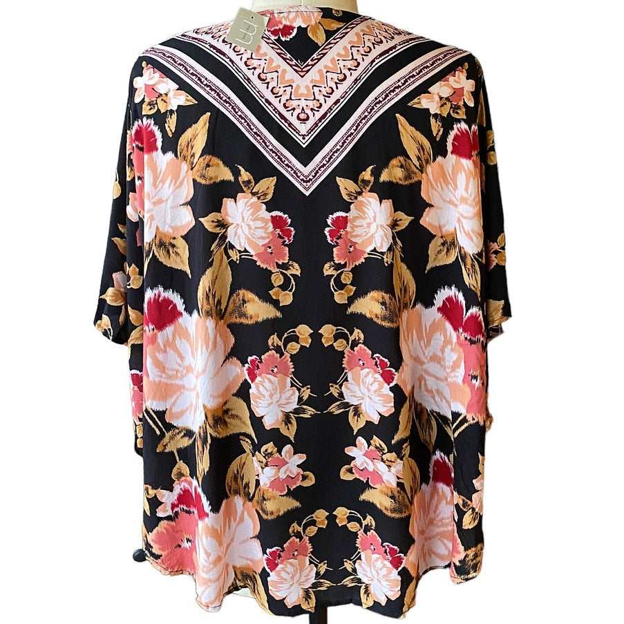 NWT Floral Kimono Wrap Blouse by Maurices ~ Women's Top Size "One Size"