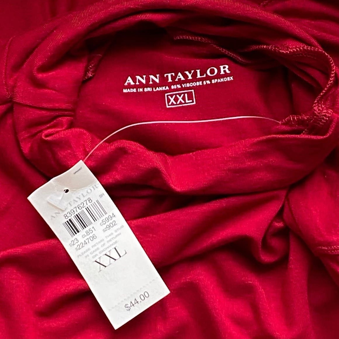 NWT ~ ANN TAYLOR Long Red Silky Mock Turtleneck Top ~ Women's Plus Size XXL