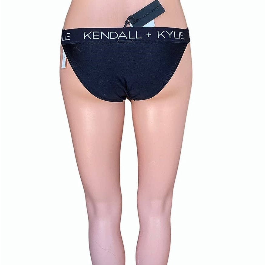 NWT ~ KENDALL + KYLIE Black Bikini Bottom Swimsuit ~ Women's Size SMALL