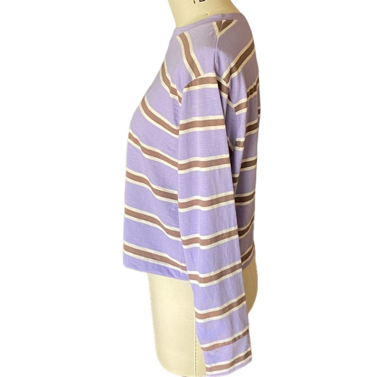 NWT ~ WILD FABLE Purple Striped Long Sleeve Cotton T-Shirt ~ Women's Size M