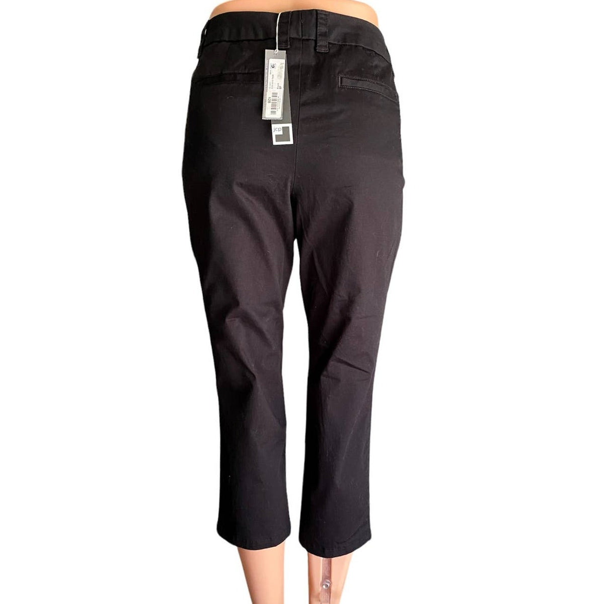 NWT ~ JC PENNEY JCP Black Cotton Capri Pants ~ Women's Size 8P