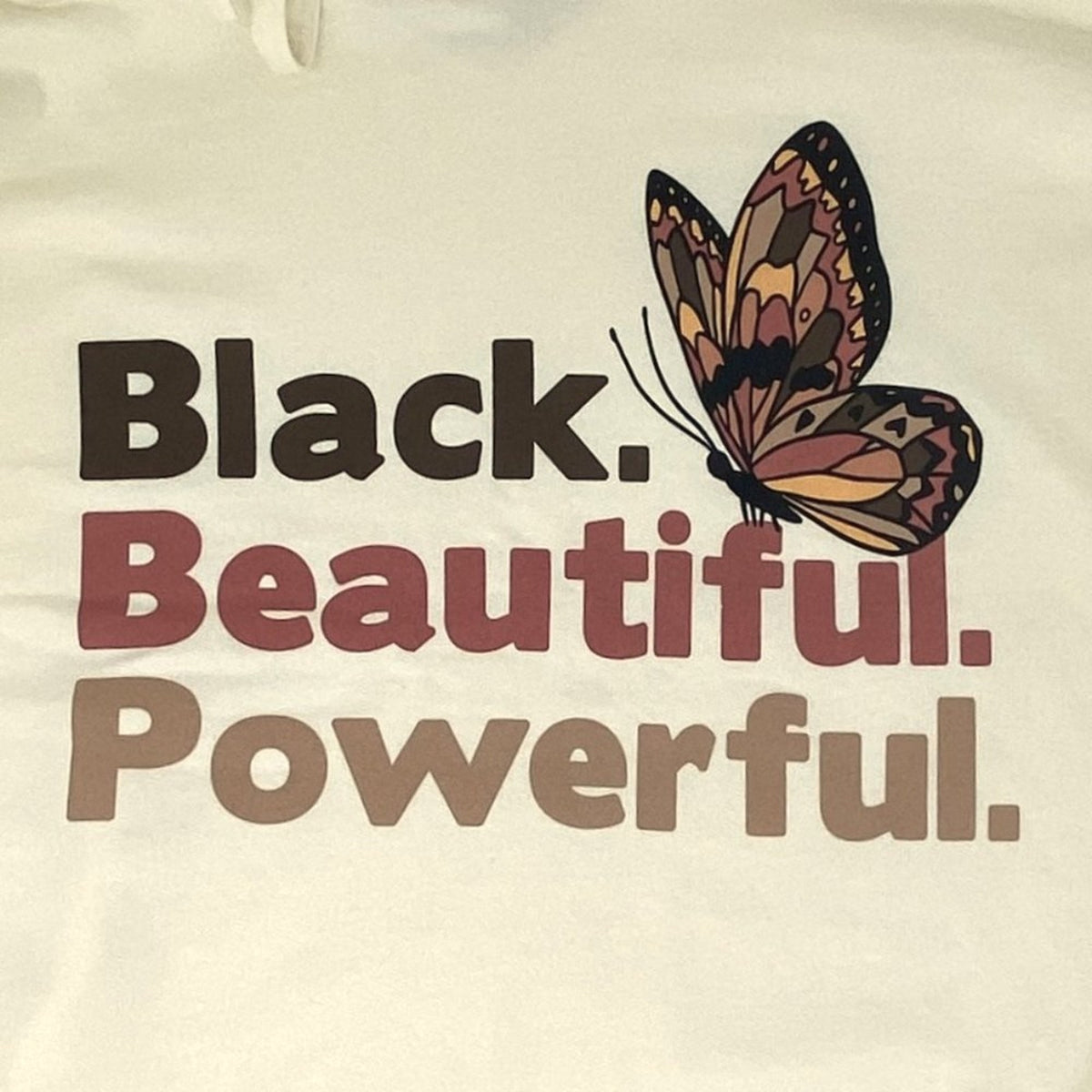 NWT Ladies "BLACK BEAUTIFUL POWERFUL" Butterfly Hoodie Sweatshirt ~ 2X