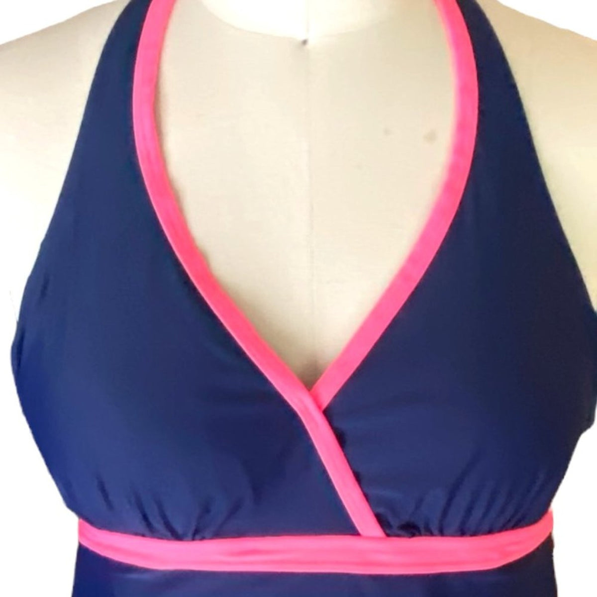 BRAND NEW Ladies SWIMSUIT ~ Women's Plus Size 16 ~ Blue & Salmon Pink ~ ATHLETIC
