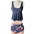 NWT ~ BEACHSISSI Black Floral Tankini Bikini Swimsuit ~ Womens Size MEDIUM