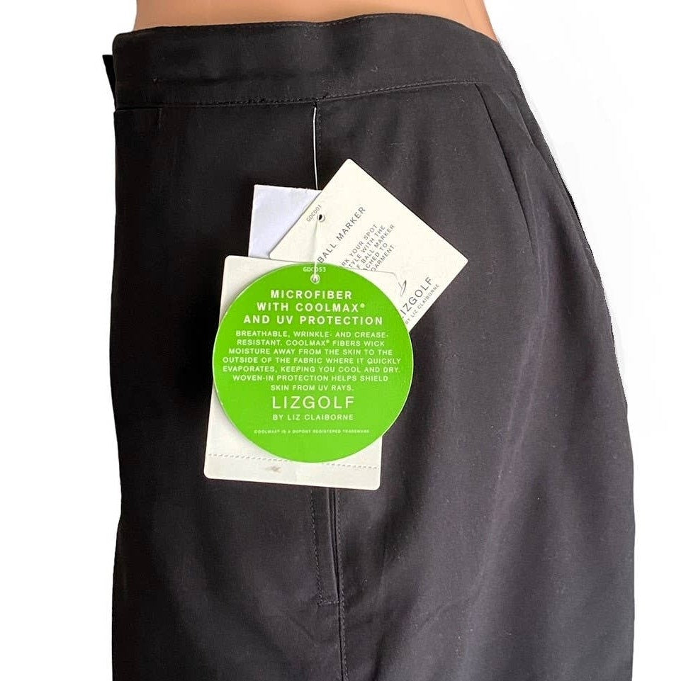 NWT ~ LIZ GOLF Coolmax Black Golfing Ball Marker Claiborne Shorts ~ Women's 12